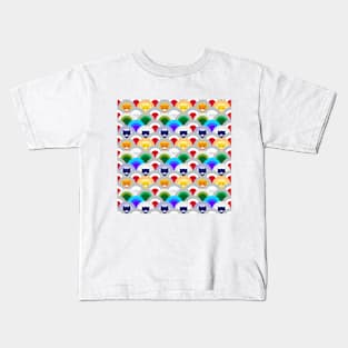 Japanese Wave Pattern cat Rainbow Kids T-Shirt